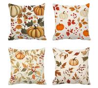 Beige Cushion Covers50 x 50Set of 4 Outdoor Cushions Waterproof Linen Pumpkin Cushions Bench Cushion with Smooth Invisible Zipper Square Pillow Case for Living Room Sofa Bedroom, Women Gifts T-427