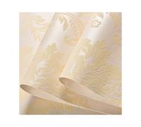 (Beige) Damask Gold Embossed Textured Non Woven Wallpaper Roll Decoration Living Room