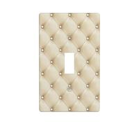 Beige Diamond Pattern Light Switch Cover Decorative Single Toggle 1 Gang Wall Plate for Kitchen Farmhouse Bedroom Bathroom Art Decor