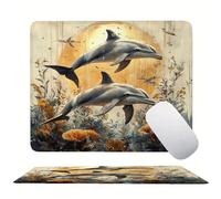 Beige Dolphin Mouse Mat 20 x 15 cm Ultra Thin, with Stitched Edges Office Mouse Pad, Non-Slip Rubber Base, Waterproof & Washable, Home Desk Accessories,Aesthetic with Design Mousepad 200x150mm s0z-320