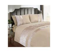 (Beige, Double) Luxury CRUSH Velvet Duvet Cover with Pillow Case Bedding Set - Elegant Comfort for Your Bedroom sets comfy bed duvetcoverset hotel