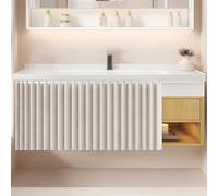 Beige DustProof Storage Cabinet Curtains UnderSink Curtains Bookshelf & Shoe Rack Covers Sliding Rail Dust Curtains for Kitchen Cabinets No Drilling Required (W 100)