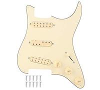 Beige Electric Guitar Pickguard Set, 3 Double Coil Pickups, PVC Layered Panel, Metal Plastic - Classic Sound, Durable Build, Easy Installation