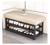 Beige Entryway Bench with Shoe Storage & Rack Upholstered Cushion Seat Small Shoe nizer for Mudroom & Hallway 120×32×51cm