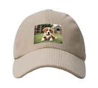 Beige Fashion Baseball Cap Hat Men Women Corduroy Cute Animal Farm Dog Picture