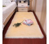 Beige Faux Fur Area Rug Washable Carpet for Living Room Bedroom Nursery Soft Plush Bedding Edge 80x200cm/31.4x78.6inCozy Home Decor