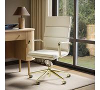Beige Faux Leather High Back Office Swivel Chair - Benson