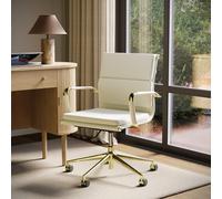 Beige Faux Leather Office Swivel Chair - Benson