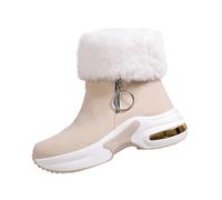 Beige Female Versatile Snow Boots with Edge Details and Thick Sole for Fall Winter Short Boots and All Occasion
