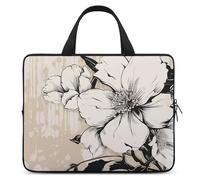Beige Floral Pattern Laptop Sleeve Ultra-Thin, Waterproof Laptop Bags, Portable Protective Computer Bag with Hand Strap, Style, 10inch