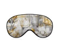 Beige Flower Bud Pattern Sleep Mask with Adjustable Strap, Comfortable & Soft Eye Mask for Sleeping Light Blocking, Lightweight & Breathable Eye Cover for Men Women