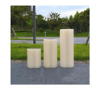 Beige Foldable Paper Columns - Cylinder Flower Stand Pedestals for Wedding Centerpieces, Engagement & Birthday Party Decorations, Roman Pillar Design (Size: A)
