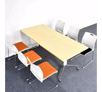 Beige Folding Conference Table with Wheels Stackable MultiFunction Office Meeting Desk 120x40cm Ideal for Reception Rooms and Collaborative Spaces
