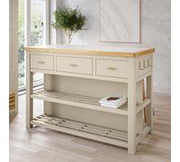 Beige Freestanding Kitchen Island with Storage & Stone Top - 140cm - Emilia