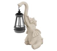 Beige Garden Resin Figurine with Solar Lamp Outdoor Sculpture Elephant - solar elephant figurine, resin garden sculpture