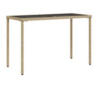 (beige, glass) vidaXL Garden Table with Top Patio Dining Table Outdoor Table Poly Rattan