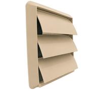 Beige Gravity Backdraft Stop Vent Grille with Flyscreen - External Air Vent Cover with 5" Inch/125mm Round Spigot Connection