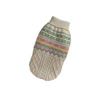 Beige & Green Stripe Dog Sweater, Winter Warm Knitted Jumper for Small Medium Dogs - Cozy Christmas & New Year Puppy Clothes, Festive Pet Wear(Beige,XS(0.5-1.5kg))