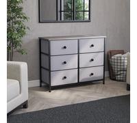 (Beige & Grey) Chorley 6 Fabric Drawer Home Storage Chest UKFR
