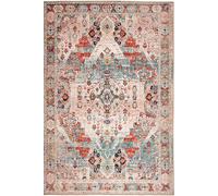Beige Grey Distressed Vintage Washable Living Room Area Rug Kukoon Beige 120cm x 170cm