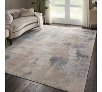 Beige Grey Luxurious Modern Easy To Clean Abstract Rug For Dining Room Bedroom And Living Room-160Cm X 221Cm