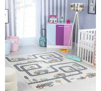 Beige Grey Modern Washable Rug, Pictorial Anti Slip Rug The Rug Shop UK Beige 120cm x 170cm