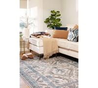 Beige Grey Traditional Bordered Medallion Washable Living Room Area Rug Kukoon Beige 80cm x 150cm