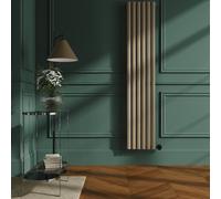 Beige Grey Vertical Smart Electric Radiator with Wi-Fi Thermostat - 2x1KW - H1800xW354 - Bathroom Safe