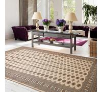 Beige Handmade Traditional Wool Bordered Floral Bedroom & Living Room Rug -170Cm X 240Cm
