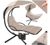 Tectake Hanging Chair Elaria - Large Sun Canopy With Uv-Protection, Sturdy - Beige