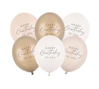 Beige Happy Birthday Balloons - 30 cm, Pack of 6 | Neutral Birthday Party Decorations | Elegant Beige Balloon Set