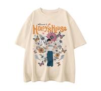 Beige Harry 1D Direction Styles One Wildflower Band Wild Flower Singer Tee Top Tshirt Mens Womens Unisex Ladies Gift XS S M L XL XXL 6 8 10 12 14 16 18 Short Sleeved Harajuku Kpop Basic Cotton T-Shirt