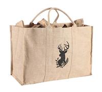 Beige Heavy Duty Natural Canvas Waterproof Fireside Kindling Log Cradle Bag (BR49)