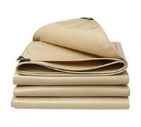 Beige Heavy Duty Tarpaulin 500g/m²Waterproof PVC Tarp Sheet Cover with Eyelets for Car Wood & Building Material Protection1x1m 2x2m & 4x5m Options
