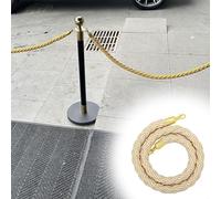 Beige Hemp Post Ropes, for Theater Bank Hotel Decking,with Snap Hooks, Cream Queue Divider Stanchion Twisted Rope Decorative