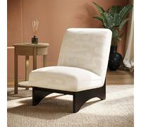 Beige Jacquard Patterned Fabric Accent Chair - Raya