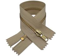 Beige Jeans Zip 14cm | Closed-End Replacement Zipper for Trousers 5.5” | Golden Teeth, Single Slider Zip for Denim Repairs, Skirts, Pockets, Bags, DIY Sewing Projects