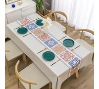 Beige Kaki Floral Tablecloth 120x170CM, Waterproof PVC Cover for Dining Room, Kitchen, and Wedding Events - Elegant Rectangular Table Decoration