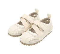 Beige Kids' Spring-Summer Mary Jane Shoes - Girls Flat School Shoe Hook and Loop Strap Comfort Casual Shoes Lightweight Gym Slip-On School Shoes Walking Footwear UK Size 9