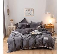 Beige King Size Bedding Sets, Double Duvet Covers Set with Fitted Sheet, Winter Duvet Cover Set, Double Duvet Cover Set Bedding Set Double Bed Quilt Cover Sets Soft Warm Flannel Twin Size (Grey Double