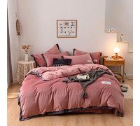 Beige King Size Bedding Sets, Double Duvet Covers Set with Fitted Sheet, Winter Duvet Cover Set, Double Duvet Cover Set Bedding Set Double Bed Quilt Cover Sets Soft Warm Flannel Twin Size (Pink King)