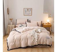 Beige King Size Bedding Sets, Double Duvet Covers Set with Fitted Sheet, Winter Duvet Cover Set, Double Duvet Cover Set Bedding Set Double Bed Quilt Cover Sets Soft Warm Flannel Twin Size (Beige Doubl