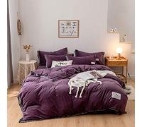 Beige King Size Bedding Sets, Double Duvet Covers Set with Fitted Sheet, Winter Duvet Cover Set, Double Duvet Cover Set Bedding Set Double Bed Quilt Cover Sets Soft Warm Flannel Twin Size (Purple King