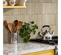 Beige Kit Kat Tile Stickers Peel and Stick for Kitchen Backsplash, 20-Sheet 3D Gel Finger Tiles for Bathroom, 1.2mm Thick Waterproof Stone Effect Self Adhesive Wall Tiles, 12x24.6cm