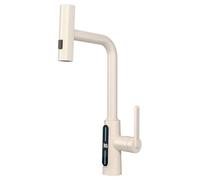 Beige Kitchen Faucet Pull Down Single Handle Mixer Tap Rotating Cascade Sink Faucet Stylish and Functional Kitchen Sink Tap for Modern Home