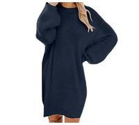 Beige Knitted Dress Women's Autumn Winter Long Sleeve Teddy Furry Plain Elegant Brown Khaki Jumper Round Neck Cotton Knee-Length Sexy Wool Oversize Comfortable Plush Warm Sweatshirt Holiday M L XL