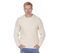 (Beige, L) Men'S Classic Chunky Cable Knit Crew Neck Jumper Sweater Pullover Winter New