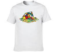 (beige, L) Summer Cotton T-Shirt Rubik's Printing T-Shirt Funny Hipster Graphic Tee Shirt Top Unisex Man Short Sleeve Cool Tees #304