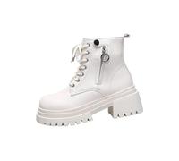 Beige Ladies Platform Heel Zipper Design Boots Large Measurements Fall Winter Time Cozy Lifted Ankle Boots for Outdoor Activities