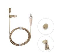 Beige Lavalier Mic Lapel Microphone for Wireless Bodypack Transmitter, 3.5mm Lock Screw Plug